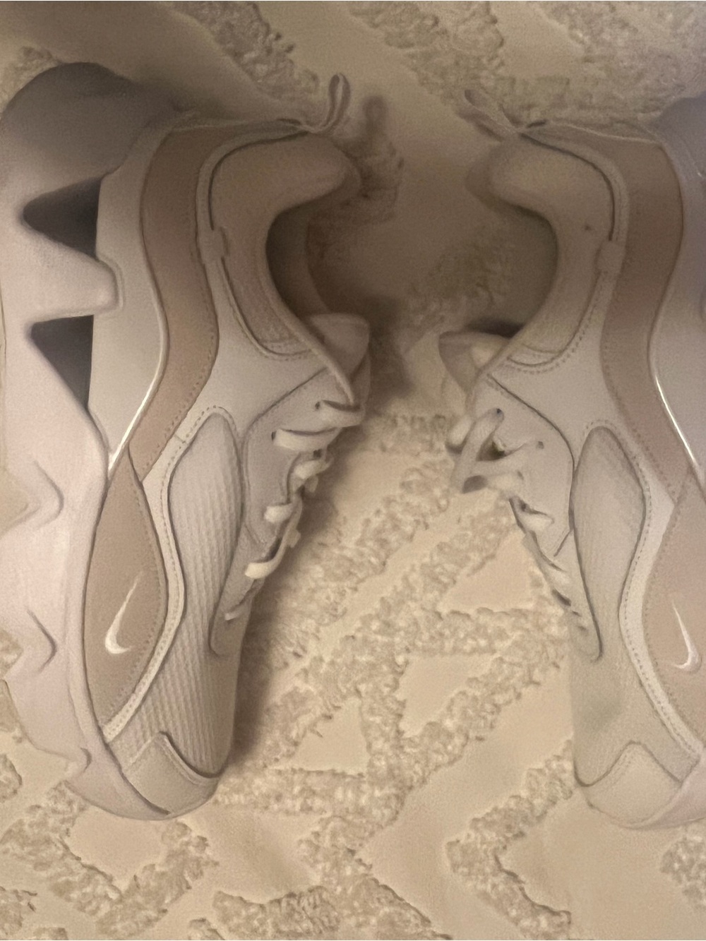 Nike Women's Chunky Athletic Sneakers in White and Cream